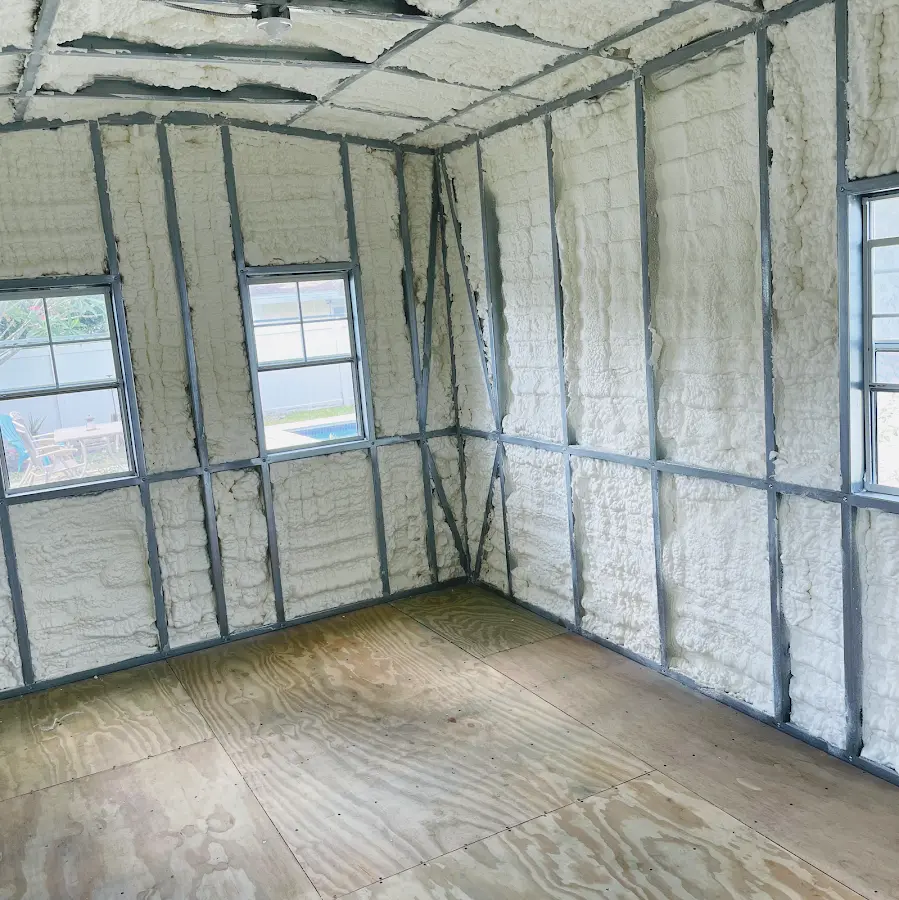Closed-cell spray foam insulation applied to wall cavities in a residential project in Tuckahoe